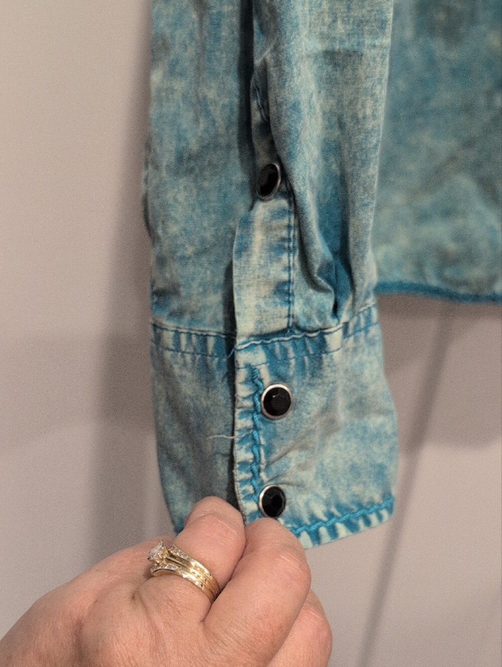 Roar Teal Washed Denim Embroidered Shirt Jacket - Picture 8 of 13